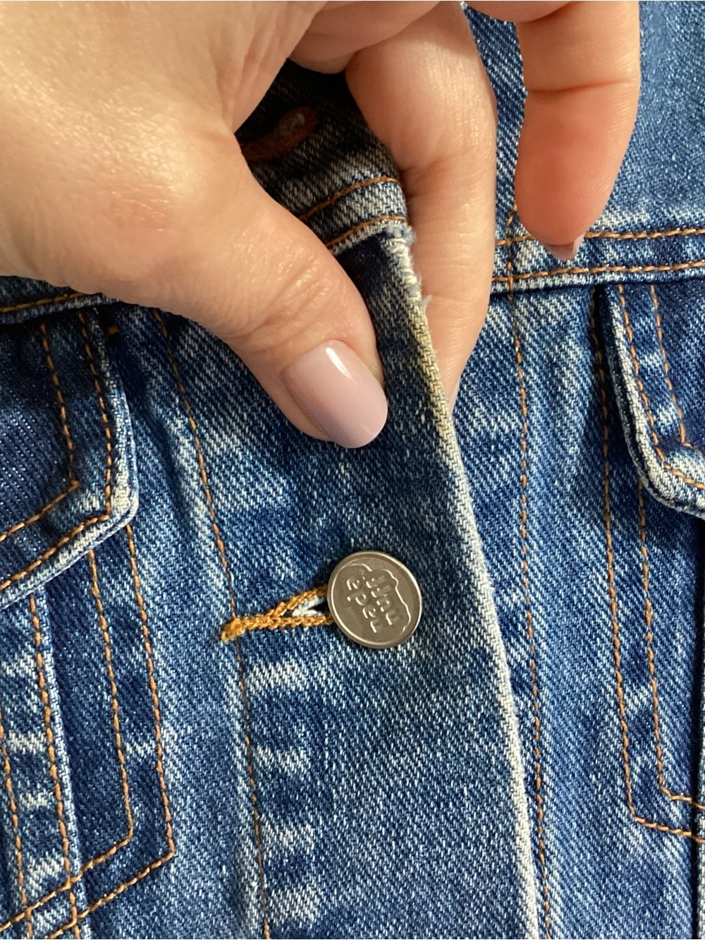 Nada Nuff Vtg Button Up Jean Denim Mini Dress Jrs M - Picture 15 of 15